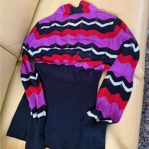 Cache Red and Purple Chevron Women's Turtleneck Sweater